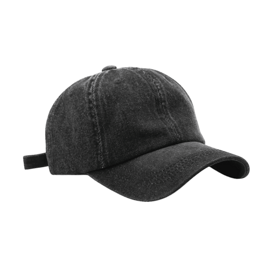 Basic black denim baseball hat